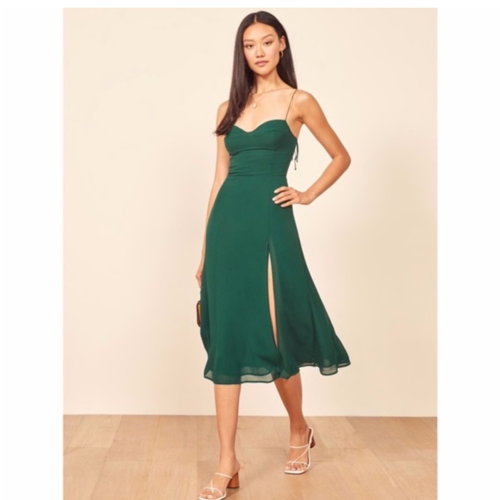 Reformation Emerald Green Midi Slip Dress
